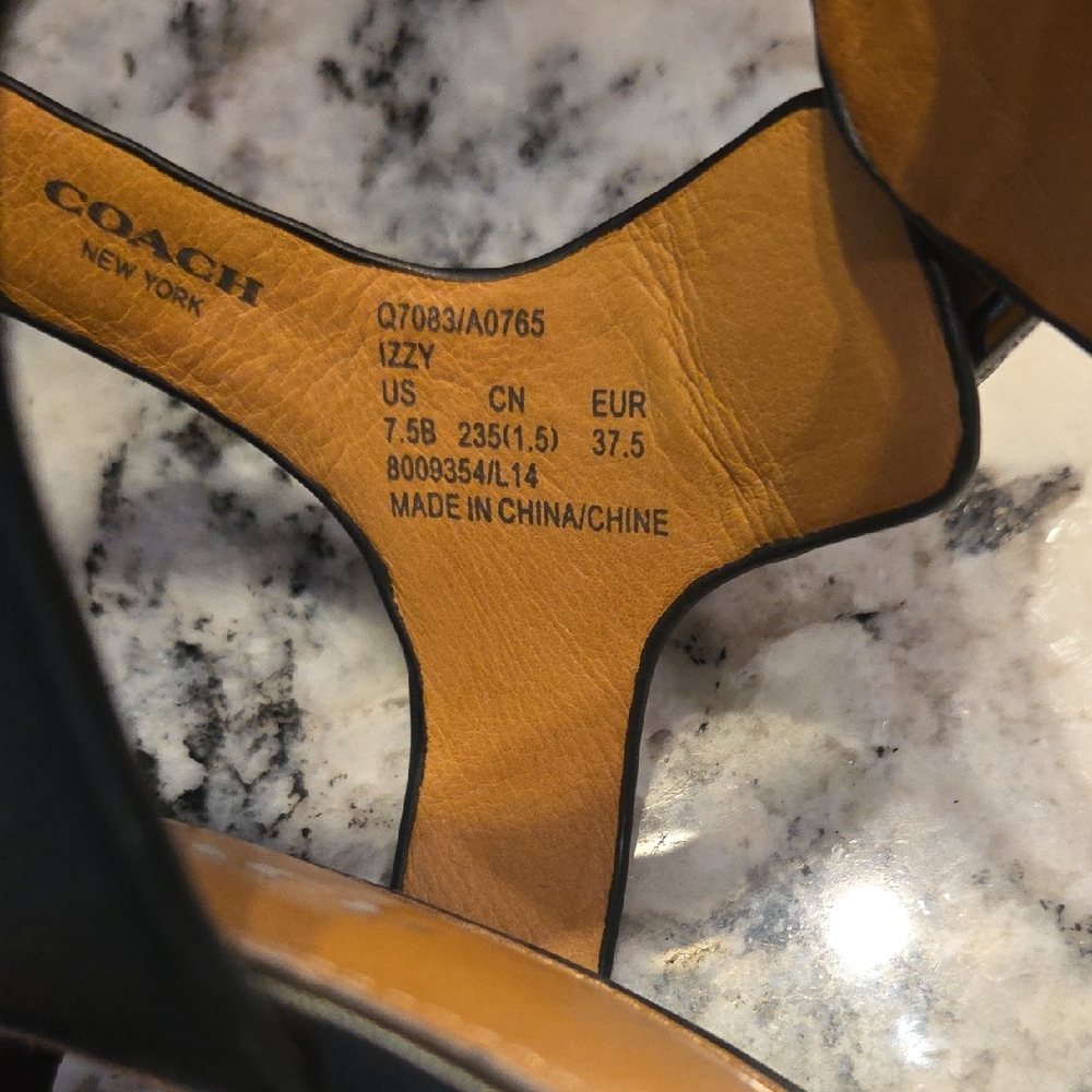 Coach Izzy Black Strappy Weaved Women's Heels Size 7.5B With Original Box - Picture 3 of 11